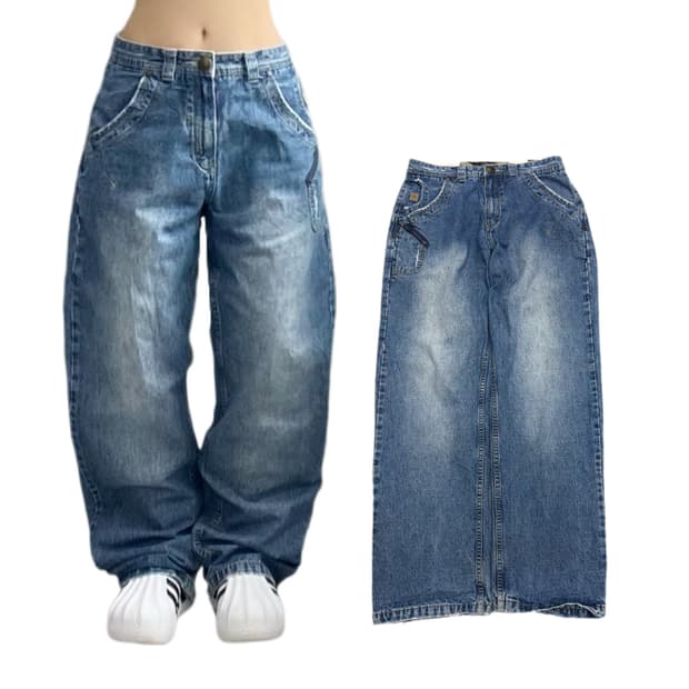 힙합 올드스쿨 워싱 데님팬츠