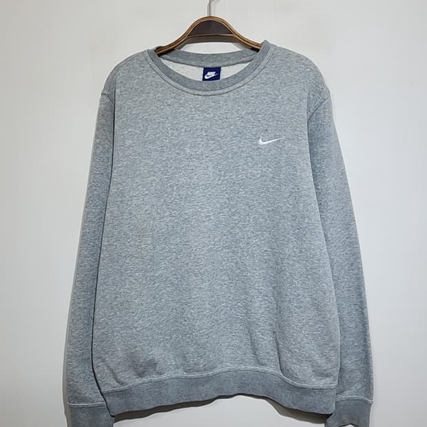 (XL) 나이키 스우시 맨투맨 그레이 기모 스웨트 티셔츠 