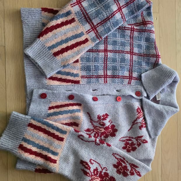 자라 패치워크 자카드 가디건