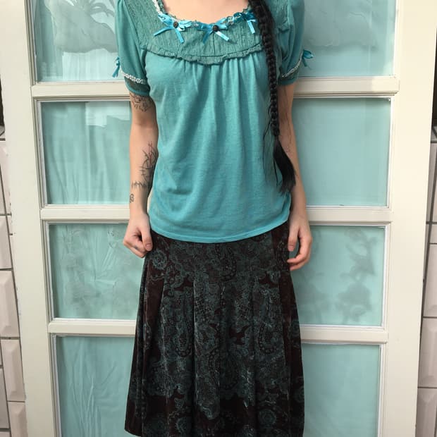 axes femme Ribbon lace point t shirt