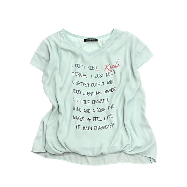 Mint Lettering Loose Short Sleeve Blouse