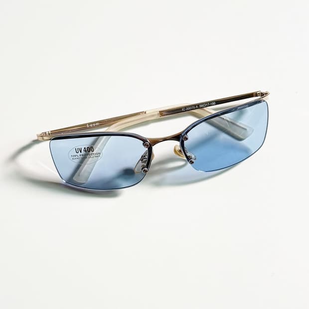 I.COM 무테 스퀘어 블루 틴트 빈티지 선글라스