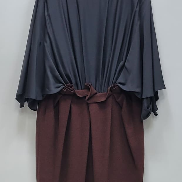 LANVIN 한섬 랑방 실크 배색 울 캐시미어 원피스 / 여 82
