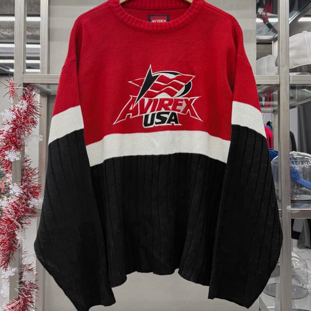 아비렉스 00s USA 컬러블럭 코튼 니트