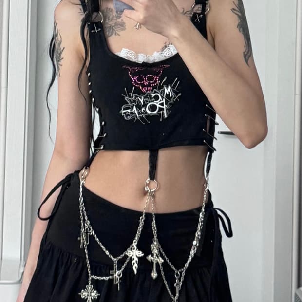 ༒ Punk chain sleeveless