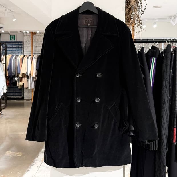 돌체앤가바나 블랙 벨벳 더블 브레스티드 코트