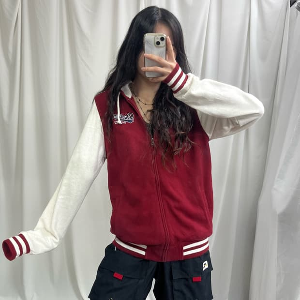 Dickies burgundy raglan hood zip-up