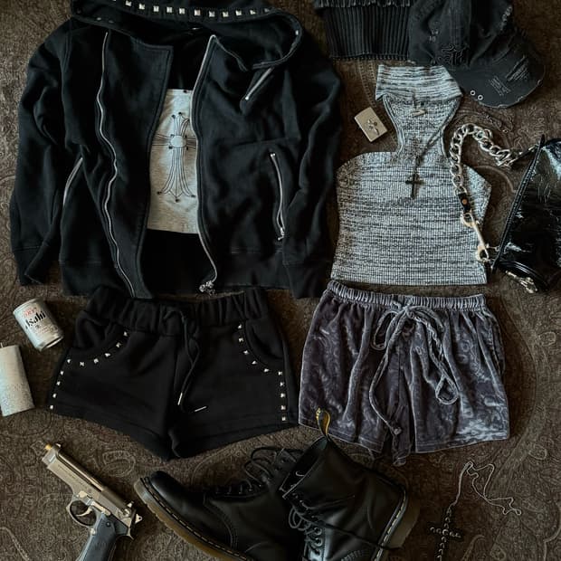 여성 빈티지 니트 하이넥 조끼 탑