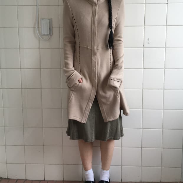 stitch point high neck knit jacket