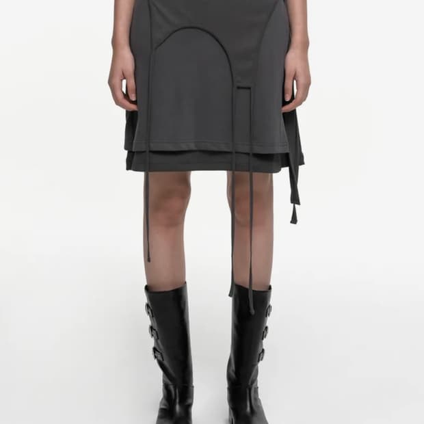 나체 Fold layered skirt charcoal
