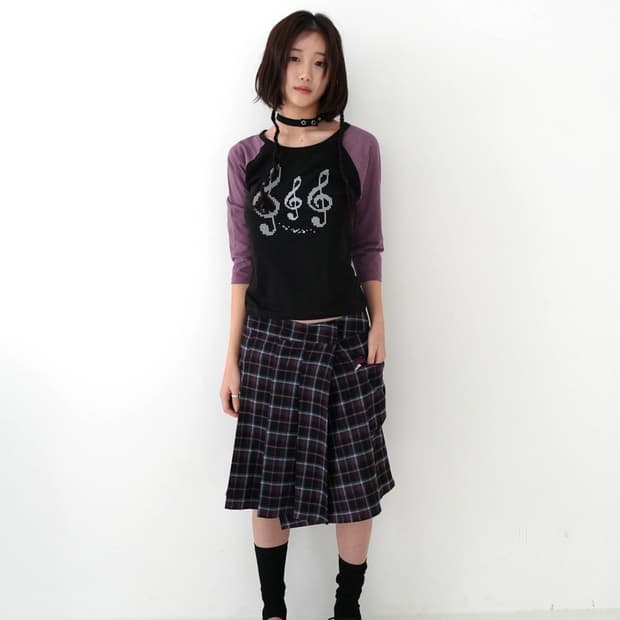인앤양인하모니 체크 랩 스커트 ♡