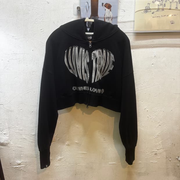 러브이즈트루 투웨이 크롭 후드 집업