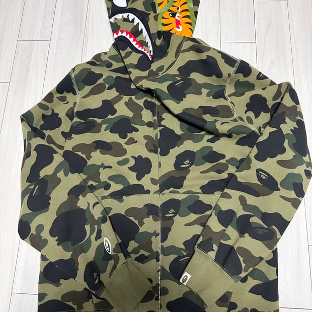 베이프 샤크 녹계 후드집업 2XL