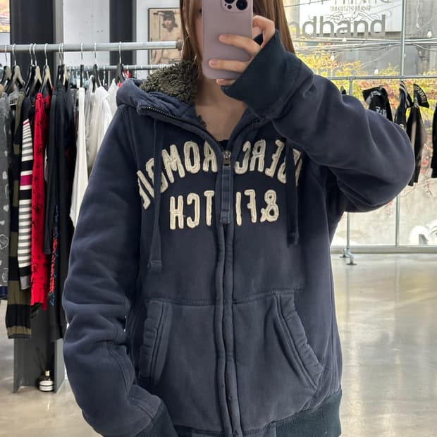 아베크롬비 울프죠 데미지 퍼 후드자켓