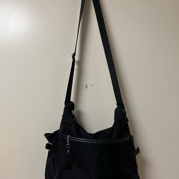 Agnes B nylon leather cross bag