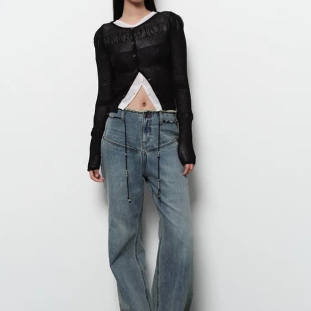 다이애그널 와이드 부츠컷 데님 S