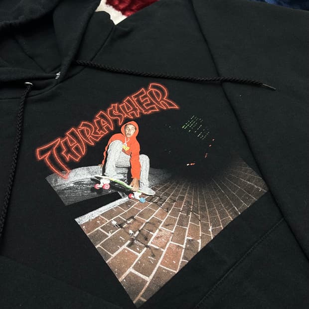 [L]트레셔 보드 프린팅 후드/블랙