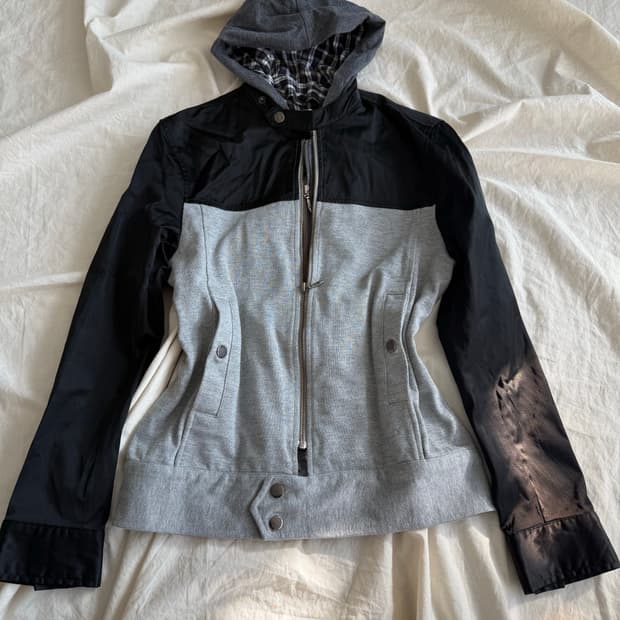 무채색 y2k 락시크 레이어드 후드 집업 