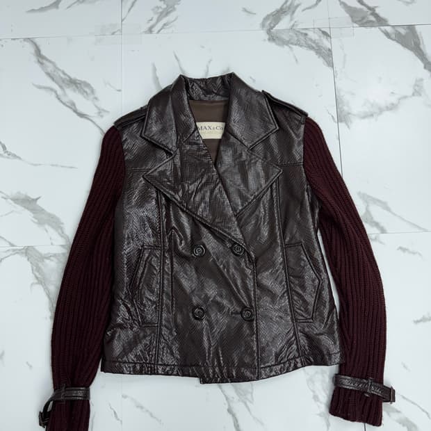 막스앤코 막스마라 레더 이펙트 니트 자켓