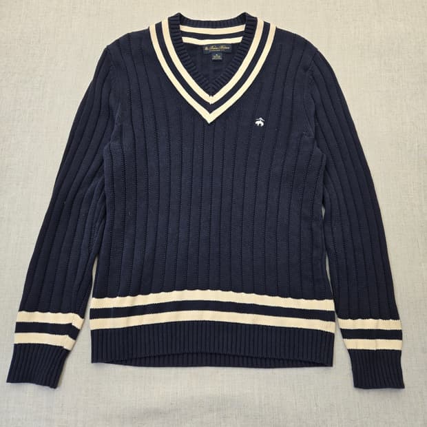 브룩스 브라더스 네이비 V넥 니트