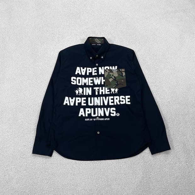 에이프 Aape 카모 포켓 셔츠 블랙