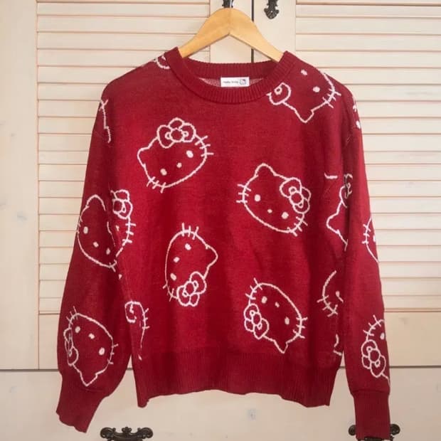 일본빈티지 헬로키티 니트 하구미 카모메산장 지구네 산리오 모리노가토