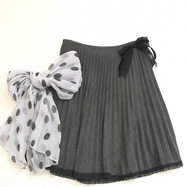 JPN/ 회색 플리츠 스커트 모리걸스커트 모리룩치마 미디스커트