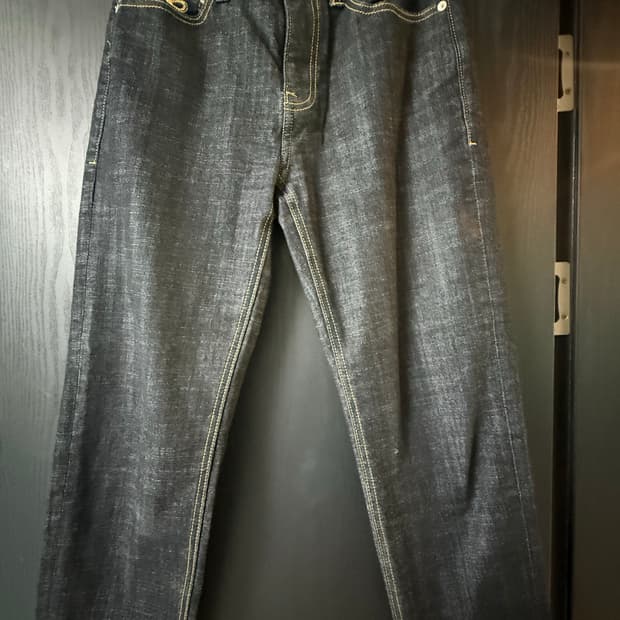 플랙 레귤러 라이즈 크롭 스트레이트 데님