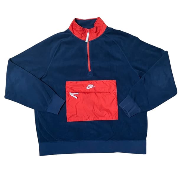나이키 플리스 아노락 네이비 레드 XL-XXL