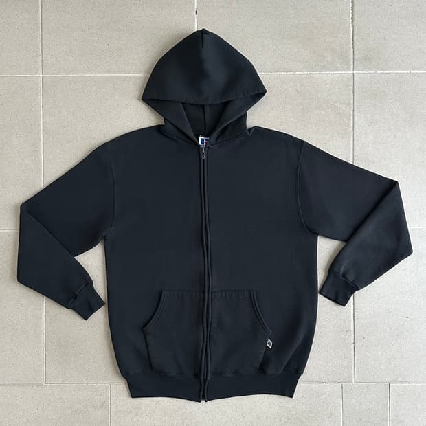 90s 빈티지 러셀 후드집업 블랙 XL USA
