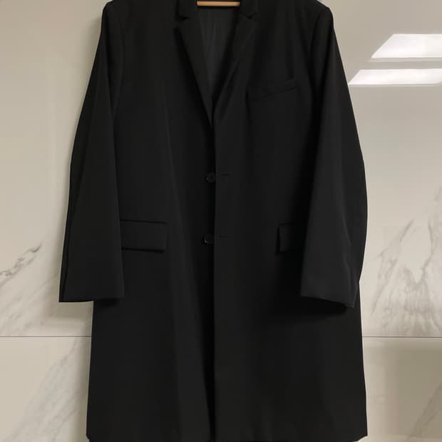 (46) 준지 블랙 화섬 레이어드 싱글 울코트