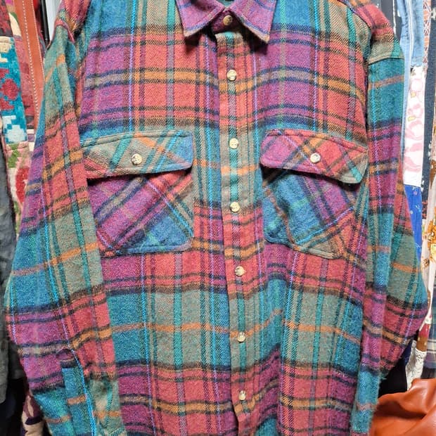 (마지막특가) 빈티지 멀티컬러 체크 셔츠 F