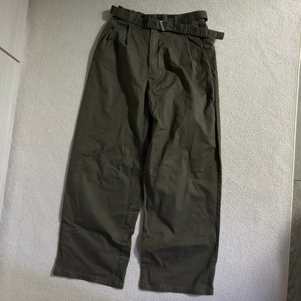 일본빈티지 GU 카키 벨트포인트 팬츠