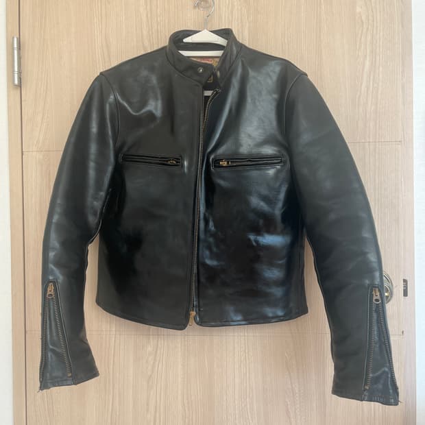 말 가죽 싱글 레더 자켓