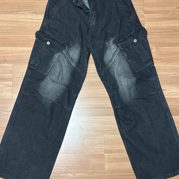 워싱 흑청 카고팬츠