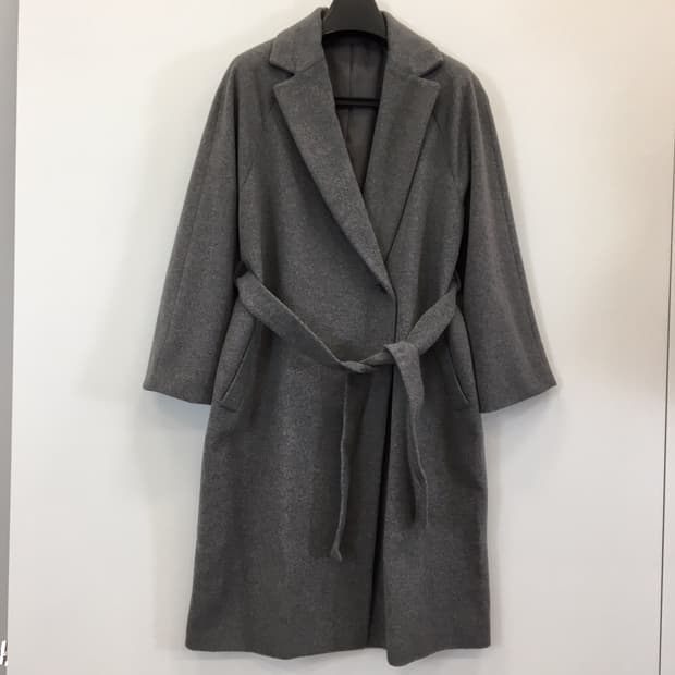 유니클로 울 그레이 벨티드코트 L