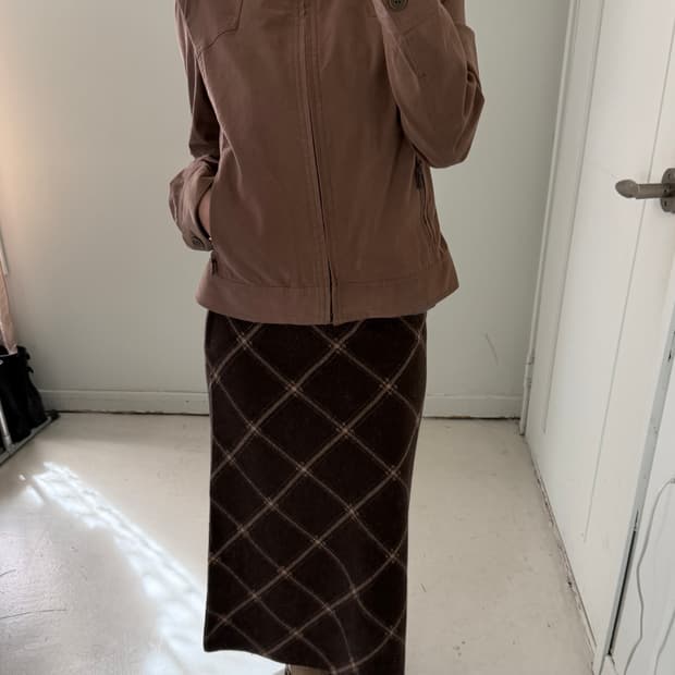 일본빈티지 브라운 바이커 블루종 자켓