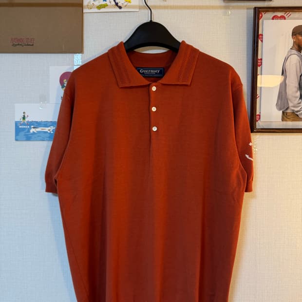 [XL]건지 울른스 코튼 카라 반팔 니트 오렌지