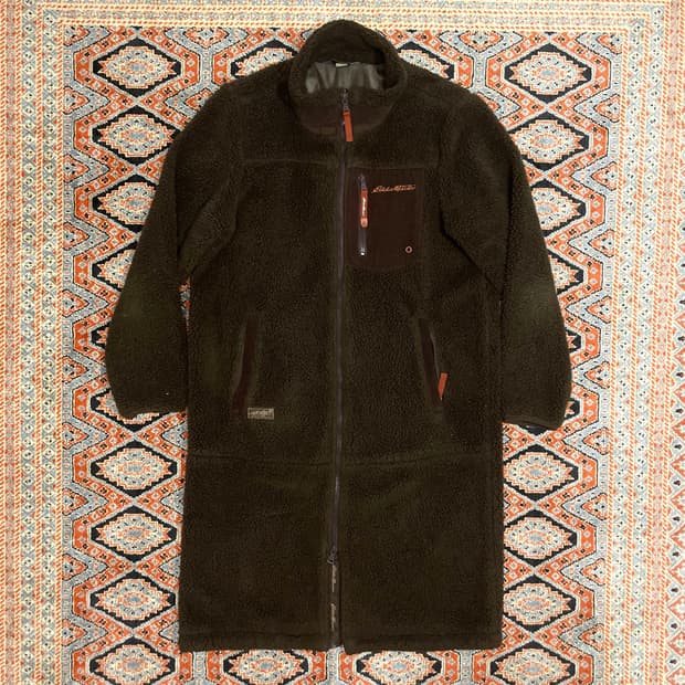 에디바우어 브라운 롱 쉐르파 플리스 집업 자켓 여성M