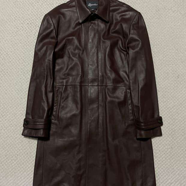 REPORTER 리포터 웨스턴 무드 램스킨 양가죽 레더 카 코트 브라운