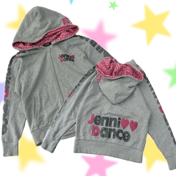 JENNI 프린팅 데코라 오버핏 후드집업 갸루 y2k 레터링 일본 빈티지