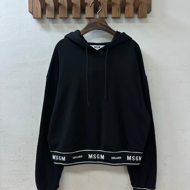 MSGM Milano 엠에스지엠 로고 밴딩 후드티 스웻셔츠 블랙