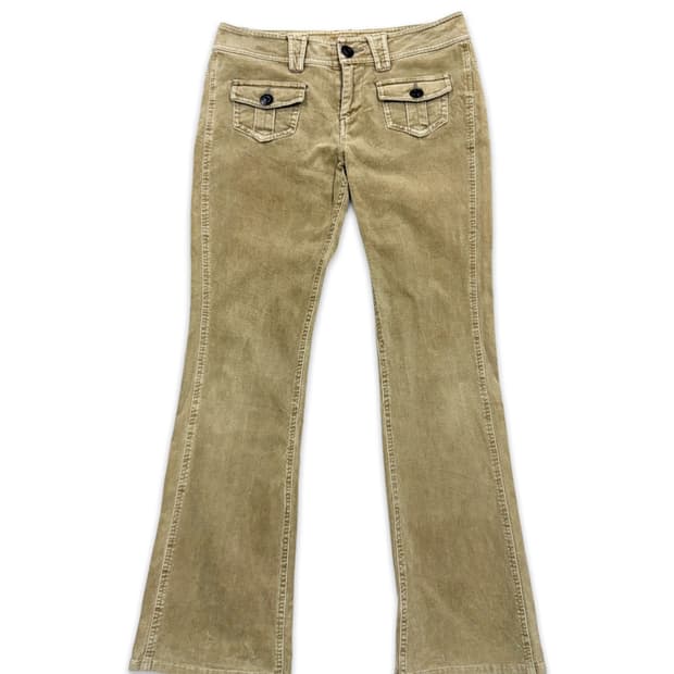 빈티지 라이트브라운 로우라이즈 코튜로이 부츠컷 팬츠