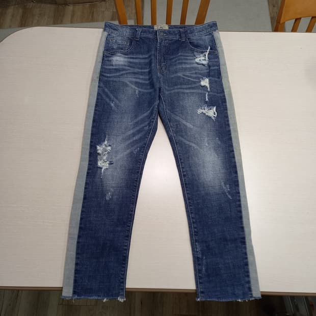 32 JMC JEANS 데미지워싱 스판 슬림일자 라인진 32-233
