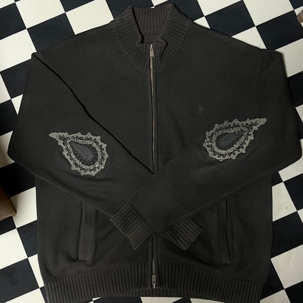 [3] 폴리테루 트랙 니트 집업 차콜