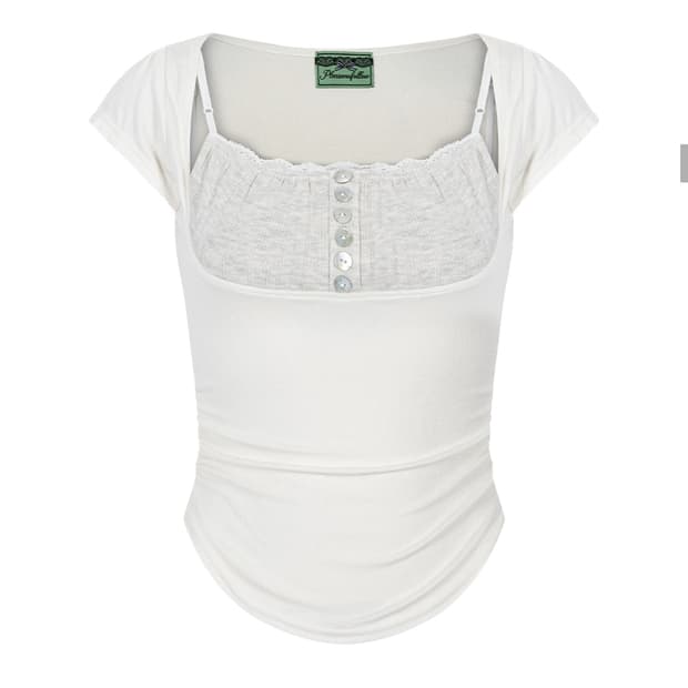 플리즈노팔로우 케이트 버튼 베이비 탑 크림