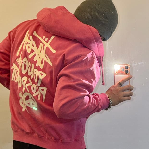 스투시 대장급 핑크 후드집업