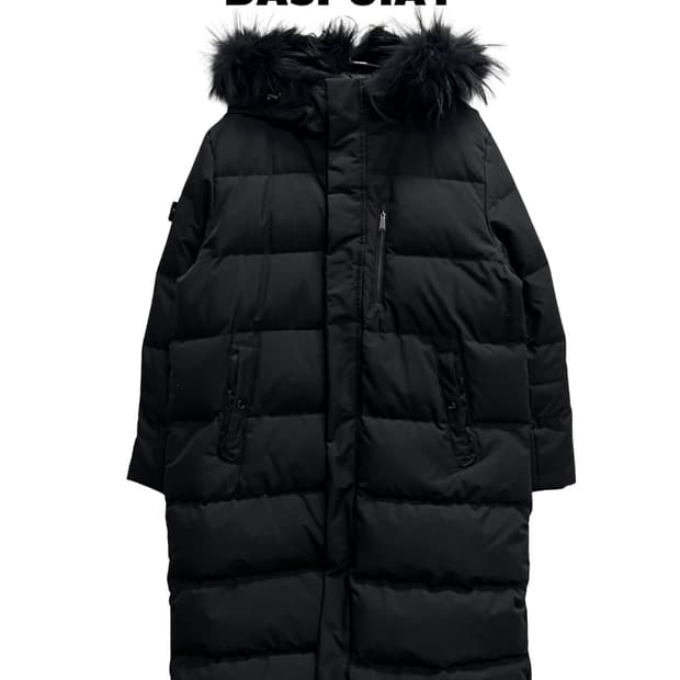 장미쉘바스키아 라쿤퍼 구스다운 롱 패딩 자켓