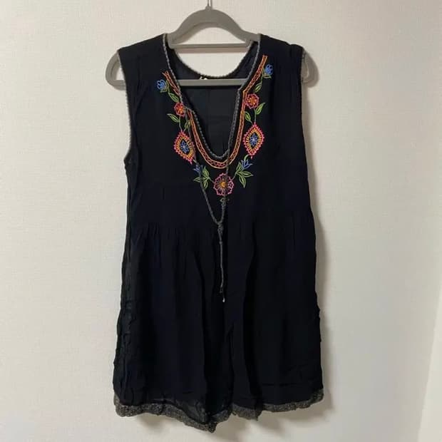 빈티지 모리걸 보헤미안 민소매 원피스