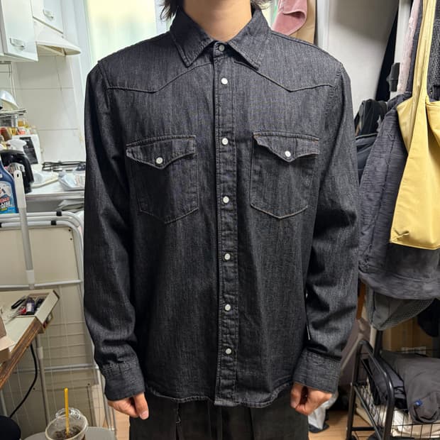 ZARA MAN 라인 데님 웨스턴 셔츠 L